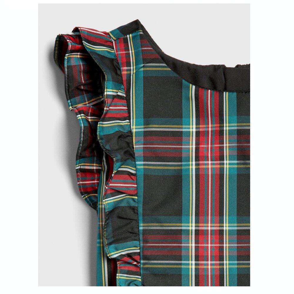Gap Kids Girls Ruffle Tartan Holiday Plaid Taffeta Dress - Picture 2 of 4